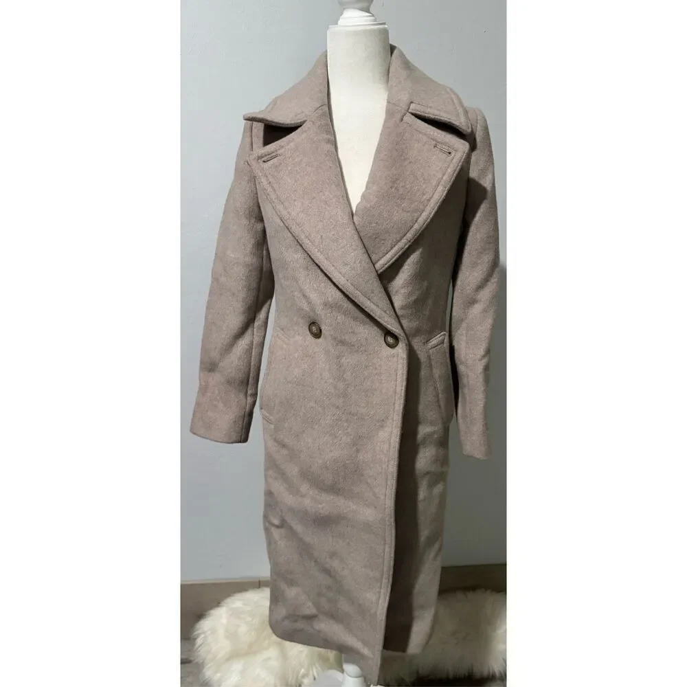 Club Monaco Daylina wool blend light blush long coat XS